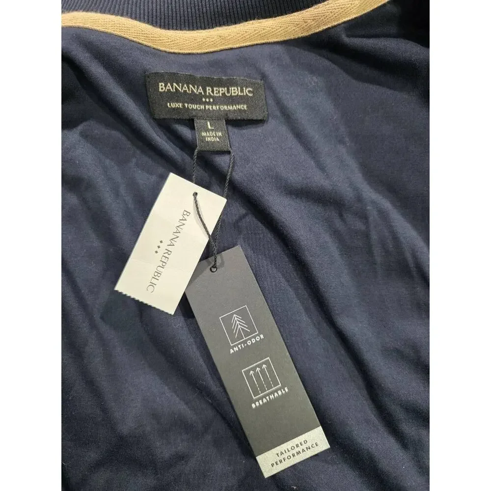 Banana Republic Luxe Touch Bomber Jacket L Navy Full Zip Cotton Casual A008922